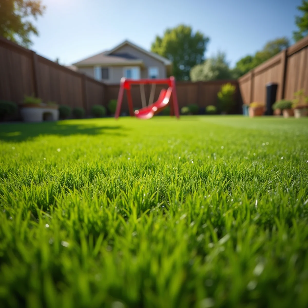 Dense heat-tolerant Bermuda grass lawn thriving in full Kansas summer sunlight