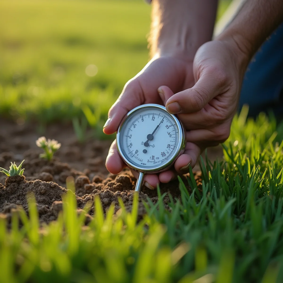 Technician applying early spring pre-emergent herbicide to Sedgwick County lawn