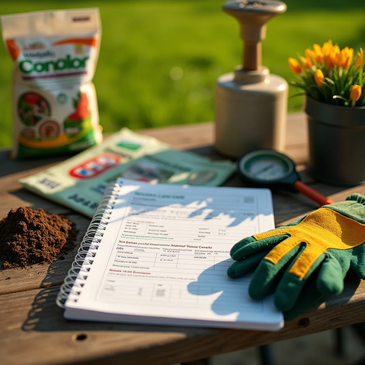 Calendar graphic with four seasons of lawn care steps for Sedgwick County Wichita KS