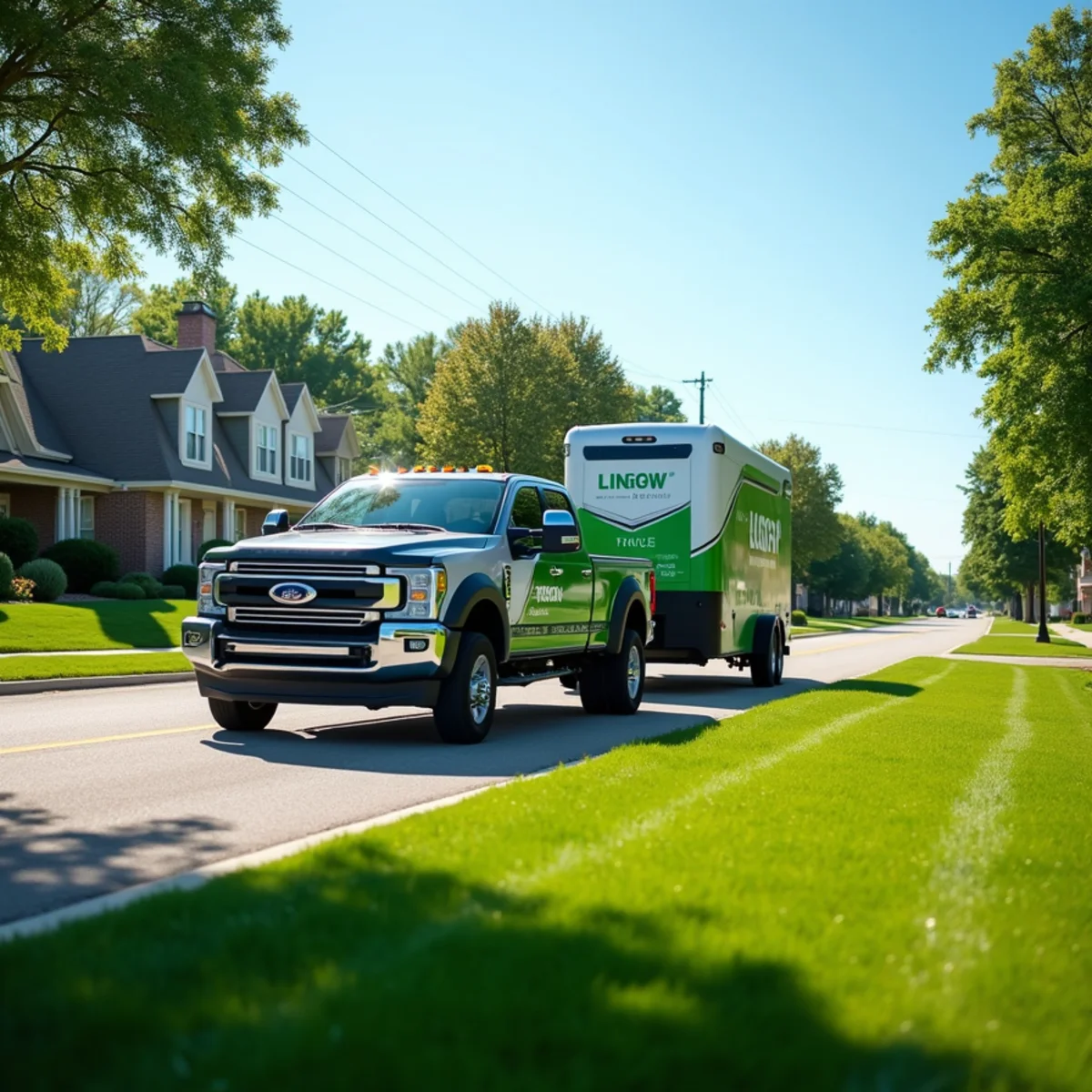 Grass Monkey Lawn Care commercial service trucks and equipment serving 65 South-Central Kansas communities